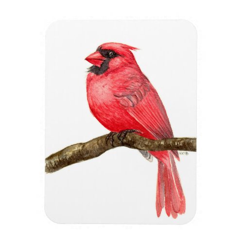 Cardinal bird watercolor magnet