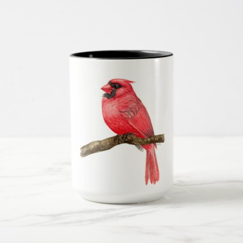 Cardinal bird watercolor mug