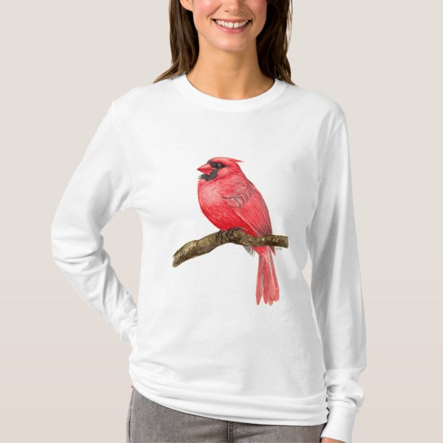 Cardinal bird watercolor T-Shirt (Front)