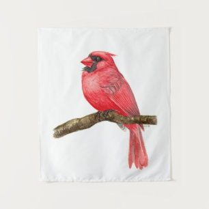 Cardinal bird watercolor tapestry