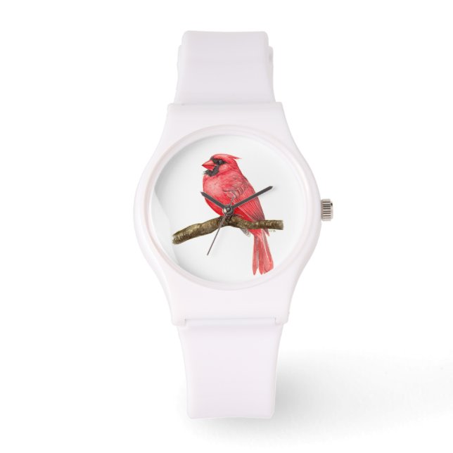 Cardinal bird watercolor watch (Front)