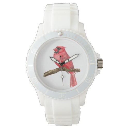 Cardinal bird watercolor watch