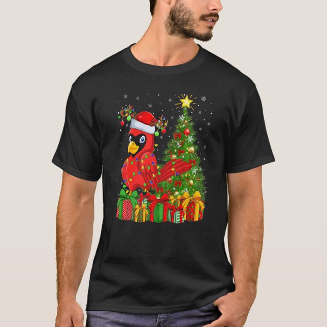 Cardinal Bird  Xmas Holiday Santa Cardinal Christm T-Shirt (Front)