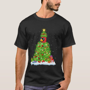 Cardinal Bird Xmas Lighting Tree Funny Cardinal Ch T-Shirt