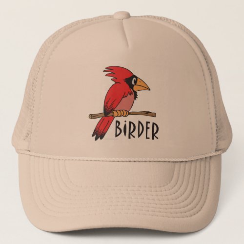 Cardinal Birder Ornithology Bird Watching Trucker Hat