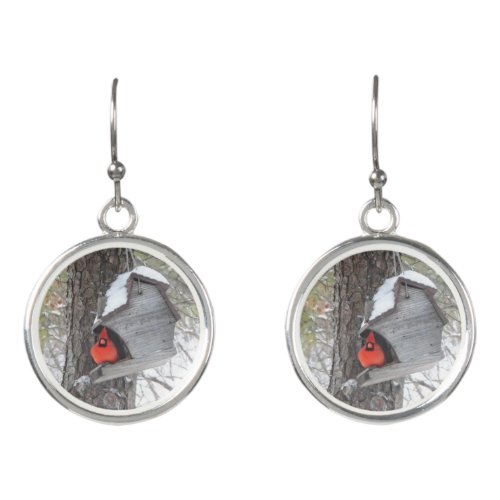Cardinal birdfeeder earrings