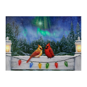 Cardinal Birds and Christmas Lights Acrylic Print