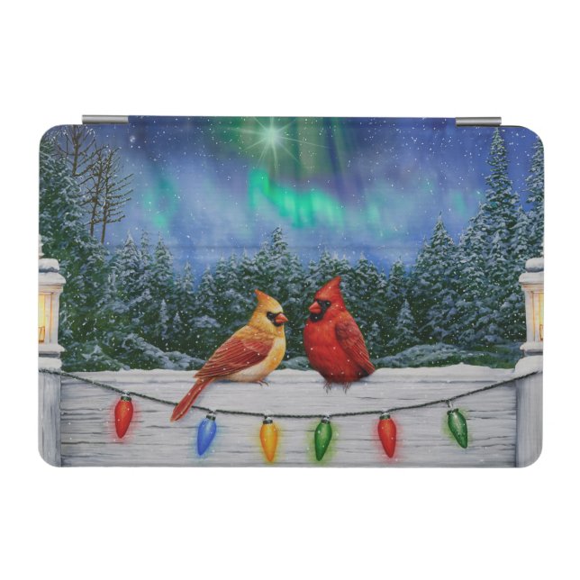 Cardinal Birds and Christmas Lights iPad Mini Cover (Horizontal)