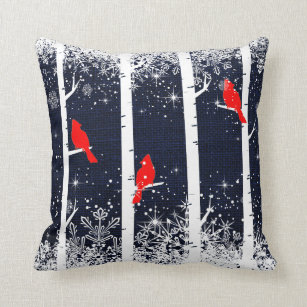 cardinal bird throw pillows
