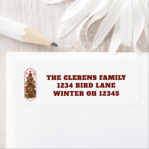 Cardinal Birds Decorated Trees Label