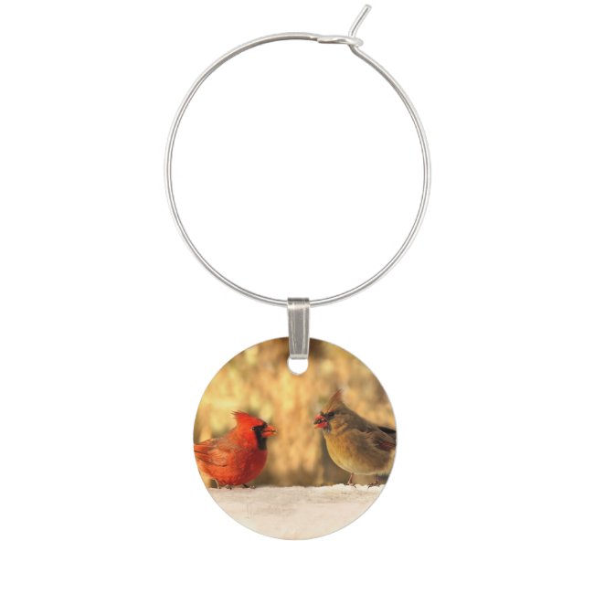 Cardinal Birds in Autumn Wine Charm