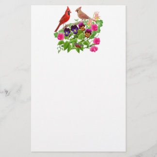 Cardinal Birds in the Garden Stationery