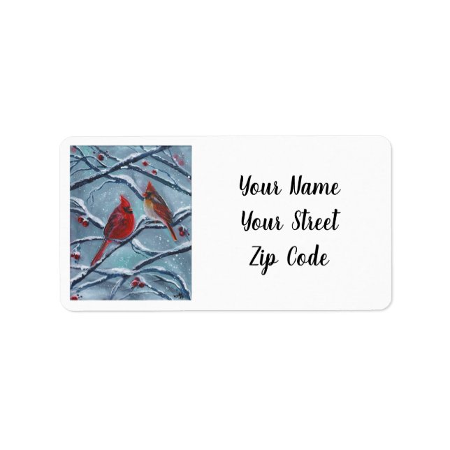 Cardinal birds winter by Renee Lavoie  Label (Front)