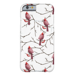 Cardinal Birds, Winter Cherries and Snow Pattern Barely There iPhone 6 Case