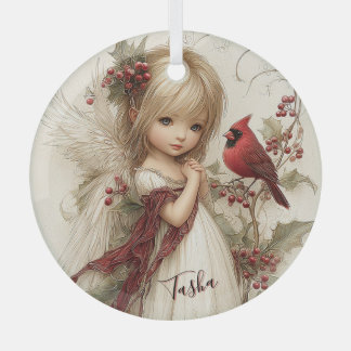 Cardinal Blessings in Quiet Snow Glass Ornament