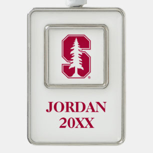 Cardinal Block "S" with Tree Christmas Ornament