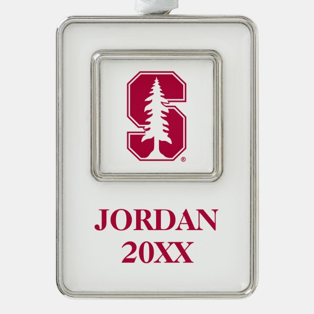 Cardinal Block "S" with Tree Christmas Ornament (Front)