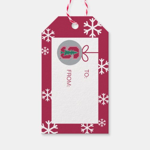 Cardinal Block S with Tree Gift Tags