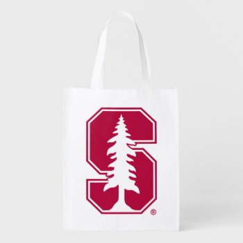 Cardinal Block "s" With Tree Grocery Bag by Stanford at Zazzle