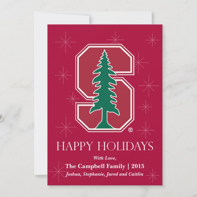 Cardinal Block "S" with Tree Holiday Card (Front)