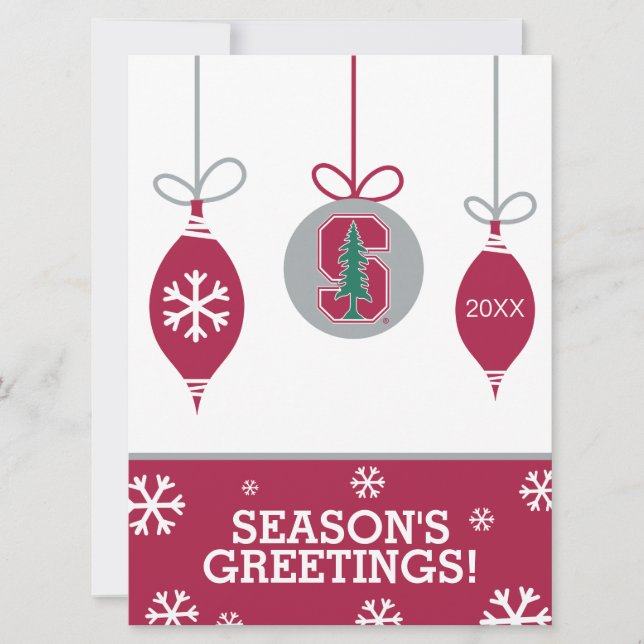 Cardinal Block "S" with Tree Holiday Card (Front)