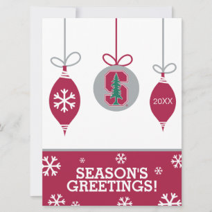 Cardinal Block "S" with Tree Holiday Card
