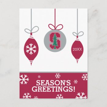 Cardinal Block "s" With Tree Holiday Postcard by Stanford at Zazzle