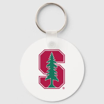 Cardinal Block "s" With Tree Keychain by Stanford at Zazzle