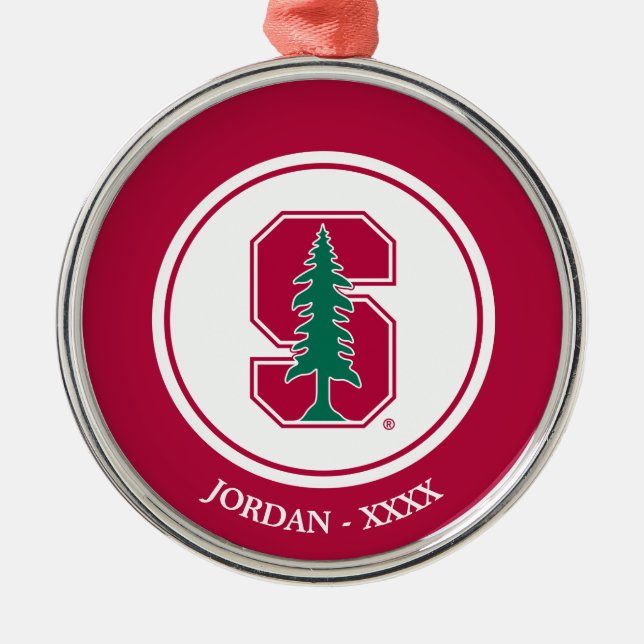 Cardinal Block "S" with Tree Metal Ornament (Front)