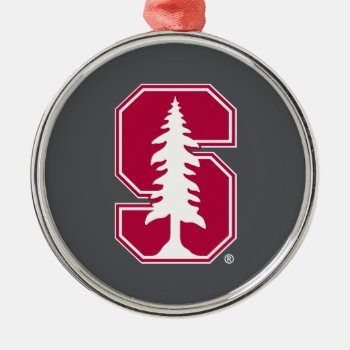 Cardinal Block "s" With Tree Metal Ornament by Stanford at Zazzle