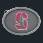 Cardinal Block "S" with Tree Oval Belt Buckle<br><div class="desc">Check out these official Stanford University designs! Personalize your own Stanford merchandise on Zazzle.com! Click the Customize button to insert your own name, class year, or club to make a unique product. Try adding text using various fonts & view a preview of your design! Zazzle's easy to customize products have...</div>