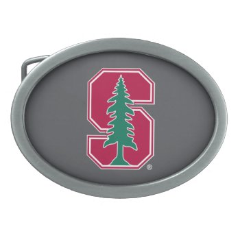 Cardinal Block "s" With Tree Oval Belt Buckle by Stanford at Zazzle