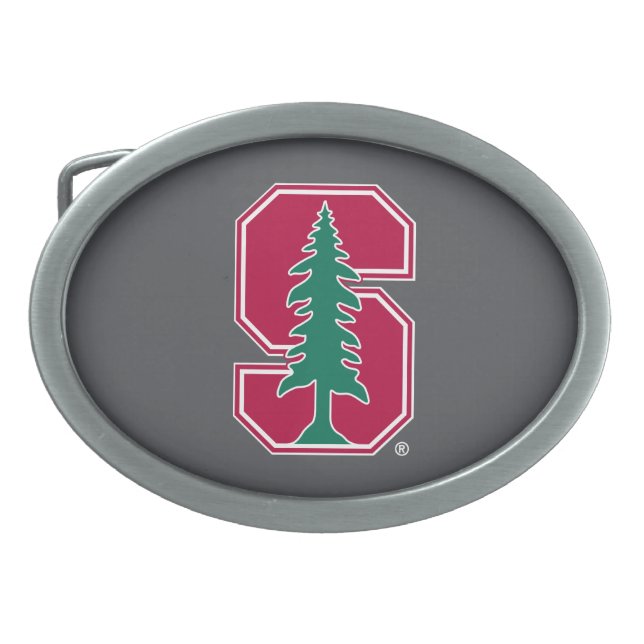 Cardinal Block "S" with Tree Oval Belt Buckle (Front)
