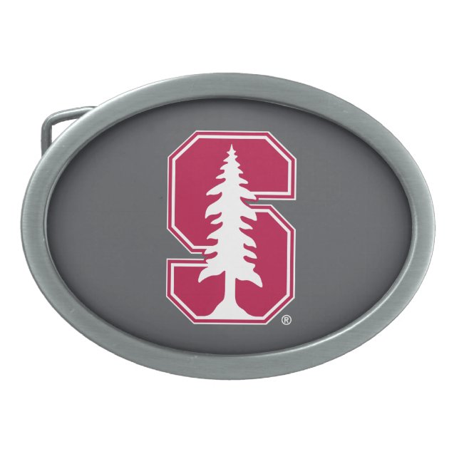 Cardinal Block "S" with Tree Oval Belt Buckle (Front)