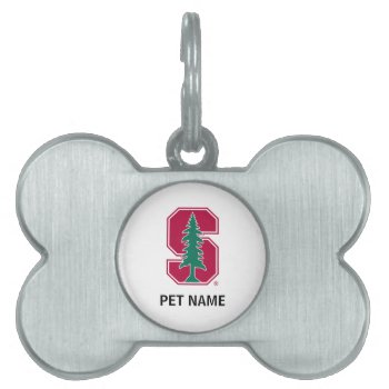 Cardinal Block "s" With Tree Pet Name Tag by Stanford at Zazzle