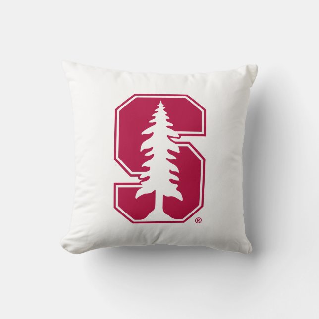 Cardinal Block "S" with Tree Throw Pillow (Front)