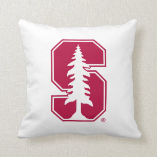 Cardinal Block "S" with Tree Throw Pillow