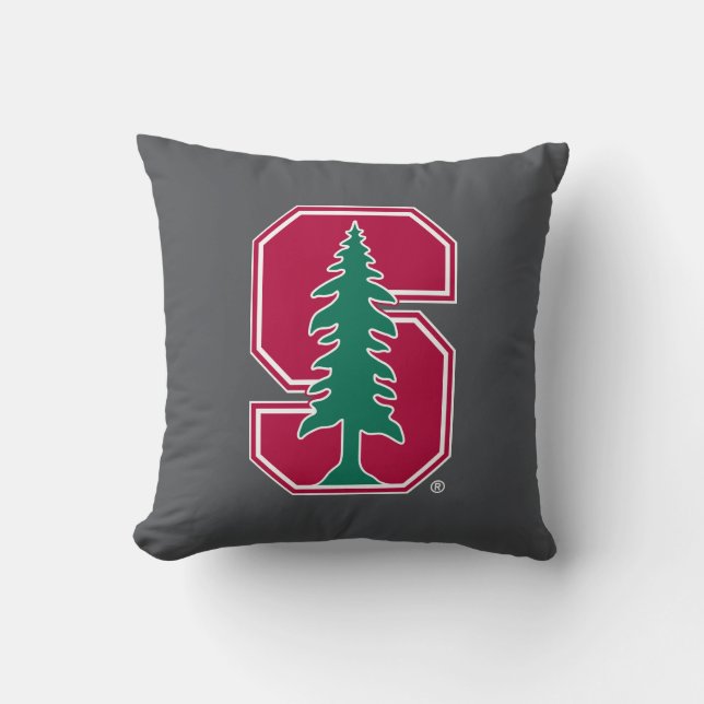 Cardinal Block "S" with Tree Throw Pillow (Front)