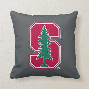Cardinal Block "S" with Tree Throw Pillow