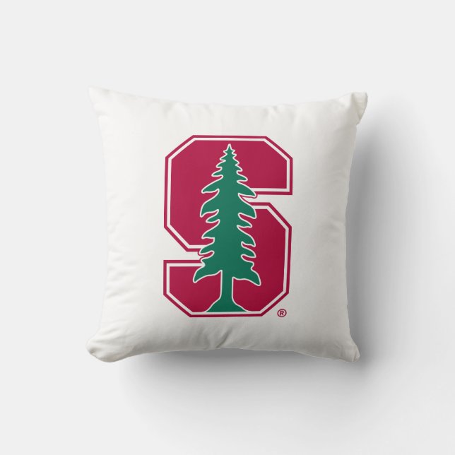 Cardinal Block "S" with Tree Throw Pillow (Front)