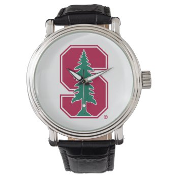 Cardinal Block "s" With Tree Watch by Stanford at Zazzle