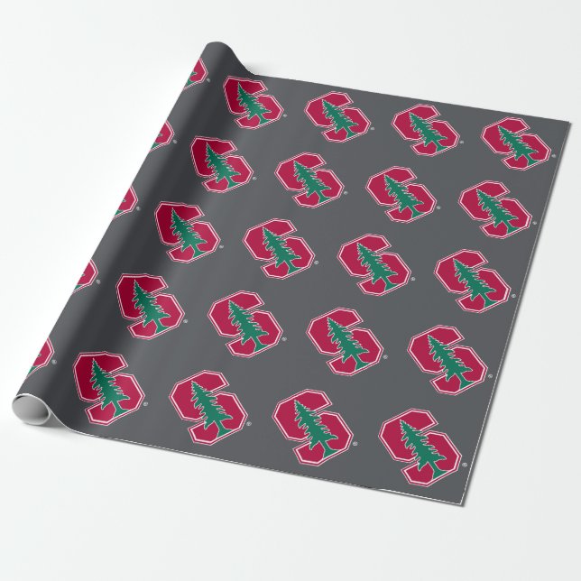 Cardinal Block "S" with Tree Wrapping Paper (Unrolled)