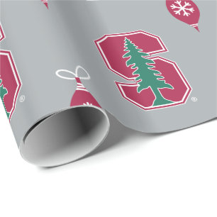 Cardinal Block "S" with Tree Wrapping Paper