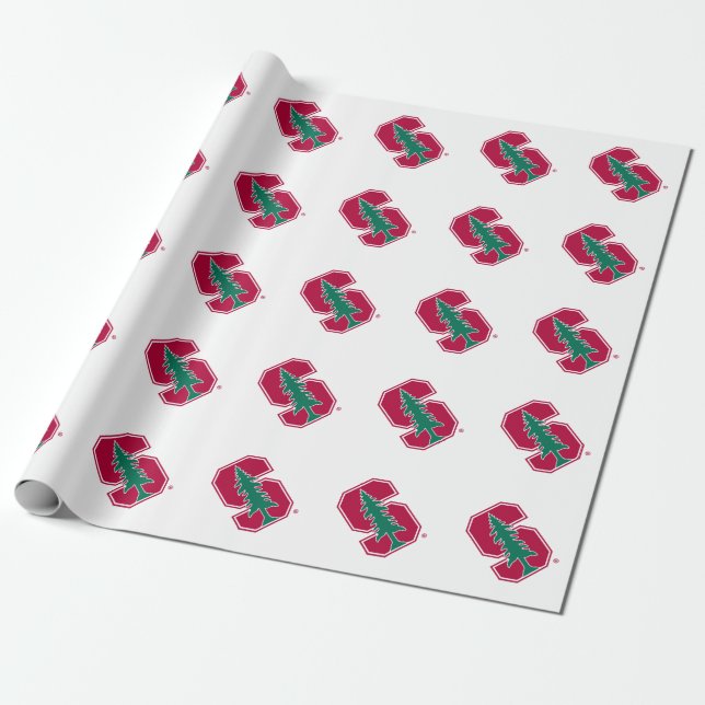 Cardinal Block "S" with Tree Wrapping Paper (Unrolled)