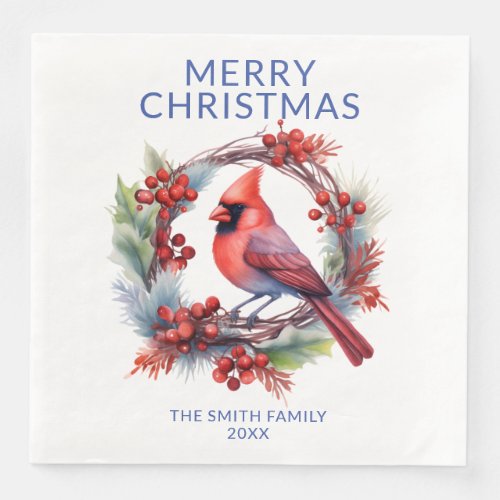 Cardinal Blue Christmas Party Paper Dinner Napkins