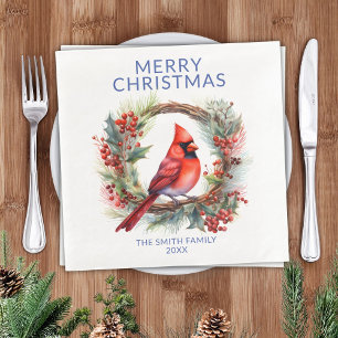 Cardinal Blue Christmas Party Paper Dinner Napkins