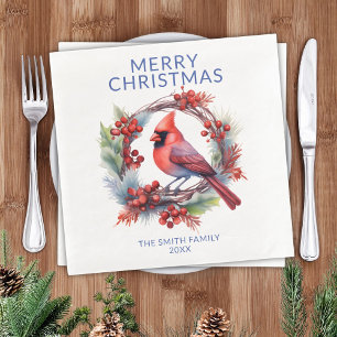 Cardinal Blue Christmas Party Paper Dinner Napkins