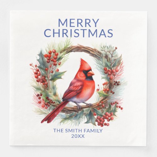 Cardinal Blue Christmas Party Paper Dinner Napkins