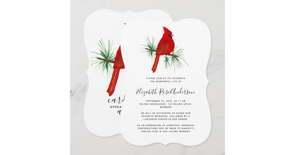 Cardinal Celebration of Life Invitation | Zazzle