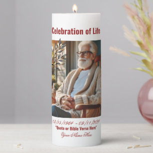 Cardinal Celebration of Life Personalized Funeral  Pillar Candle